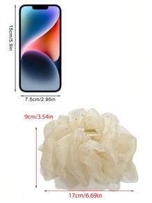 1 件女士纯色网状泡泡纱发夹，带水钻装饰蝴蝶结，优雅时尚。适合日常使用，发夹，爪夹，发夹，发夹，发夹，发夹，蝴蝶结配饰，学校用品，学院秋冬发饰，适合女士度假装扮 - 米色 - 查看 4