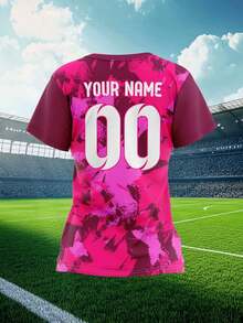 2025 Customized Sports Jersey, Summer Outdoor Sports Singlet Short Sleeve, Women's Sports Team Club Training Jersey, Front & Back Printed Name & Number, Moisture-Wicking Breathable, Casual, Party, Comfortable Fit, 3 Colors: Wine Red, Graffiti