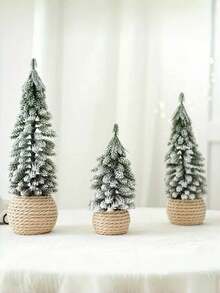 4 cây thông Noel nhân tạo nhỏ - Cây thông mini phủ tuyết có đế vải lanh, không cần lắp ráp, trang trí để bàn chân thực thích hợp cho gia đình, văn phòng hoặc quà tặng - Vật liệu PE và nhựa, tiết kiệm không gian trang trí ngày lễ, trang trí cây thông Noel, thiết kế đế dệt trang trí nhà trang trí Giáng sinh trang trí phòng trang trí Giáng sinh mùa đông quà tặng Giáng sinh trang trí nhà trang trí Giáng sinh - Nhiều màu - Xem 4