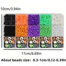 2000pcs/Set 2-10mm Halloween Colored Millet Beads, Halloween Soft Ceramic Bead Set Box, Can Be Used As Gifts, Decorations, Couple Bracelets, DIY Jewelry, Bracelet Accessories