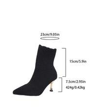 Women's Pointed Toe High Heel Ankle Boots, Elegant Stiletto Heel Design, Solid Color Fabric, Versatile And Fashionable, Suitable For Daily Wear, Parties, And Office Commute - Black - View 8