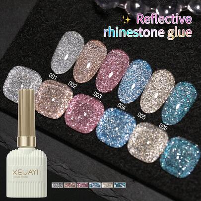  XEIJAYI 1 lọ 15ml Sơn móng tay dạng gel phản quang Disco Diamonds với nhũ kim cương lấp lánh, bộ sưu tập sơn móng tay gel kim cương hologram, hoàn hảo cho việc tự làm móng.