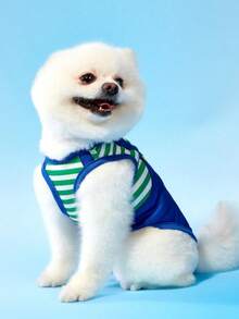 2件套卡通条纹透气凉爽背心，适合猫狗 - 彩色 - 查看 6