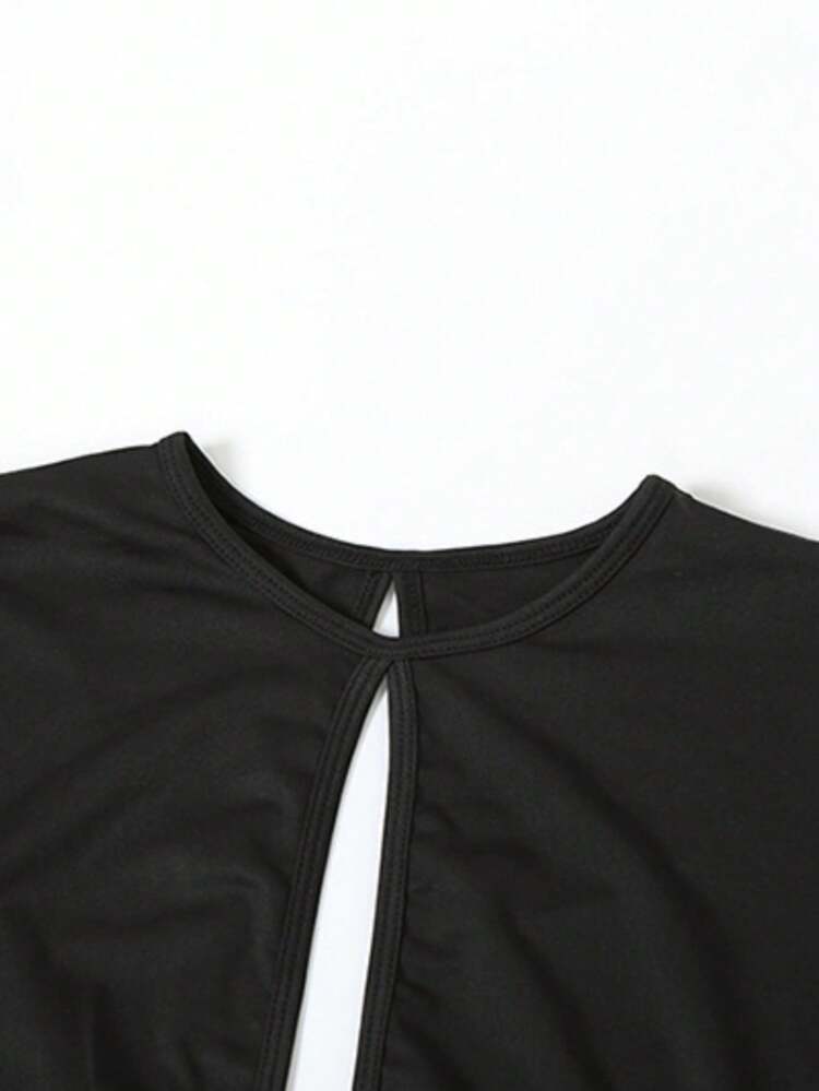 Evening Gown With A Dramatic Back And Asymmetric Waist Cutout On Long Sleeves - 黑色 - 查看 2