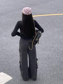 Women's Retro Floral Print Long Sleeve T-Shirt, Summer Casual Spring - Black - View 7