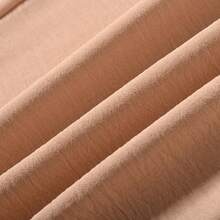 Women High Waist Straight Leg Loose Solid Color Pleated Trousers - Khaki - View 10