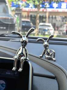 2pcs Car Decoration Cute Rabbit Interior Center Console Instrument Panel Screen Decoration Advanced High End Car Decoration Unisex - Rabbit - View 3