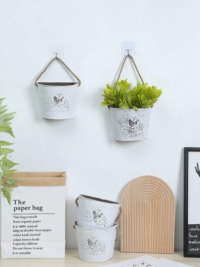 1 件复古金属壁挂花盆，带动物图案 - 轻质室内/室外装饰花盆，适合情人节、窗台、阳台和花园 - 复古家居装饰、花卉装饰