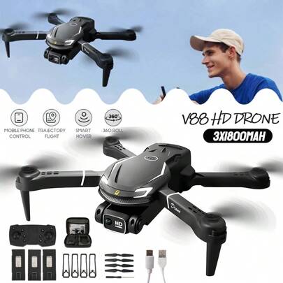 Dual-Lens Drone Remote Control Drone Six-Axis Gyroscope 5GHz Anti-Interference Supports Custom Routes 720° Omnidirectional Obstacle Avoidance Function