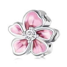 1 Pc Lovely Pink Series Flowers, Hearts, Bears, Rabbits, Dogs, Pandas, Ladybugs, Love, Love Mom, Cups, Pink Beads Charm Bead Fit For Women Bracelets Bangles DIY Jewelry Making And Daily Outfit Matching Jewelry Decoration For Girls Valentines - Pink - View 19