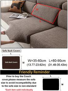 1pc Teddy Plush Solid Color Sofa Cover, Elastic Wrap-Around, Warm & Comfortable, Simple Ins Style, Pet-Friendly Anti-Slip Anti-Dirt Elastic Washable Sofa Slipcover, Suitable For L-Shaped Sofa 1/2/3/4 Seats, For Living Room, Bedroom, Study - Brown - View 12
