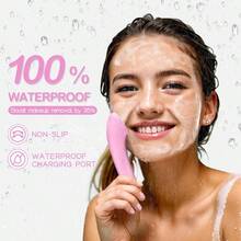 Facial Cleansing Brush, Rechargeable Silicone Face Scrubber With Heat Massage End, Vibrating Exfoliator Scrubber For Deep Cleaning, Waterproof Face Brush For Women And Men Pink - Hồng - Xem 7