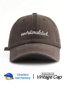 1pc Embroidered Washed Baseball Cap, Classic Casual Retro Style, Soft Sweatband, Adjustable Size, Lightweight Sun Protection, Versatile Vintage Dad Hat, Suitable For Outdoor Sports, Daily Wear, Gatherings And Vacations, Perfect Gift For Family And Friends - 別惹我. - 查看 8