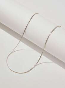 1 件百搭素链简约项链锁骨链不锈钢不褪色男士日常装饰 - 鏈條 - 查看 3