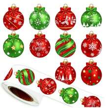 500 Adesivos Decorativos de Natal, 10 Designs de Adesivos de Papel de Bola de Natal, Adesivos Decorativos Autoadesivos de Inverno para Envelopes, Selos, Scrapbooks, Presentes, Suprimentos DIY, 3,05 cm (1 Rolo) - Multicolorido - Visão 9