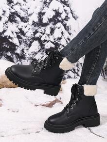 2026 Autumn/Winter New Women's Boots, Fashion Versatile Casual Women's Ankle Boots, Black & White Women's Short Boots, College Style Women's Shoes, Minimalist Women's Boots, Women's Fashion Ankle Boots, Classic Women's Short Boots, Riding Boots - Black - View 2