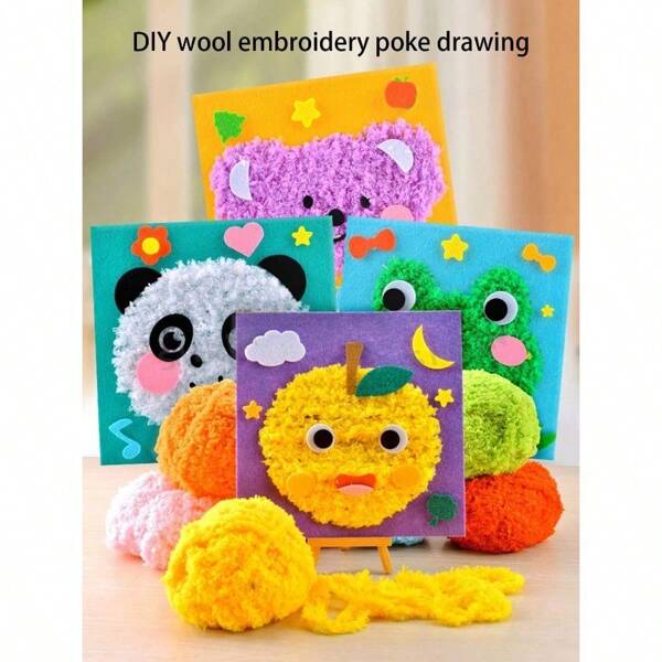 1pc Children's Diy Sewing Set, Cartoon Animal Thread Sewing Drawing, Make Simple Diy Projects, Animals, Fruits, Learn To Sew Toys, Birthday Gifts, Suitable For Girls And Boys