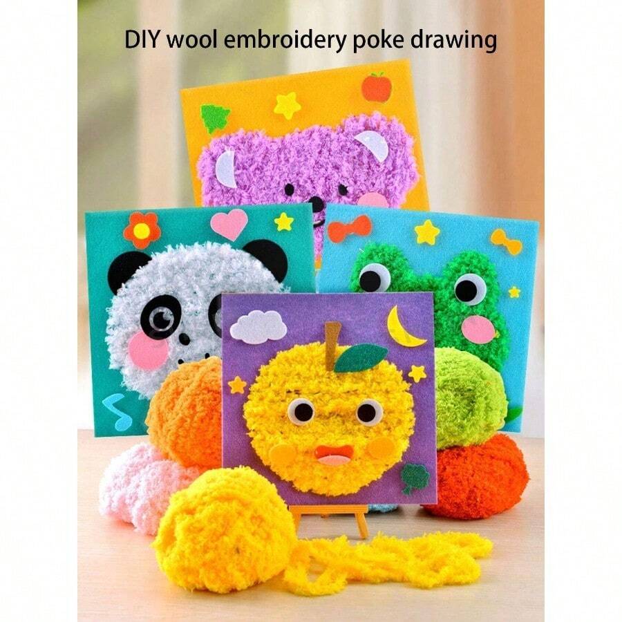 1pc Children's Diy Sewing Set, Cartoon Animal Thread Sewing Drawing, Make Simple Diy Projects, Animals, Fruits, Learn To Sew Toys, Birthday Gifts, Suitable For Girls And Boys