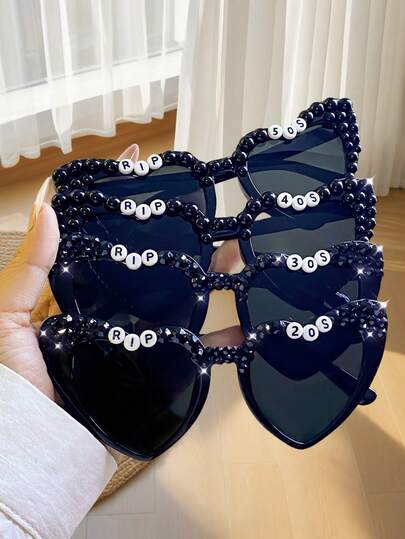 Personalized Birthday Glasses For 20s, 30s, 40s, 50s, Alternative Gothic Funeral Memorial Glasses, Commemorating The Deceased In Their 20s, 30s, 40s, 50s, Wearing At Graveside, Birthday Party Decorations, Memorial Gifts, Photo Props, Fashionable, Cute, High-Quality, Customized, Personalized, Unique, Ideal Gifts For Her, Boyfriend, Girlfriend, Dad, Mom, Family, Friends, Son, Daughter, Students, Comrades, Children's Day, Birthday, School, Office, Home