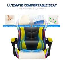 NSY Ergonomic Gamer Chair With Multicolor LED RGB Lighting Office 90° To 150° Reclining With Footrest Adjustable Height Yellow And Black Color - 黃色 - 查看 6