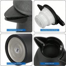 1,8 l Edelstahl-Thermoskanne, doppellagige Vakuum-Kaffeekanne, großes Öffnungsdesign, auslaufsicher und rutschfest, Ausgießen mit einer Taste/einfache Bedienung/großes Fassungsvermögen - Schwarz - Übersicht 5