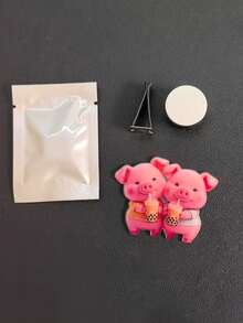 1pc Cute Piglet Drinking Bubble Tea Acrylic Car Air Vent Clip Fragrance Diffuser, Car Air Freshener Vent Clip, Car Interior Decor - Multicolor - View 7