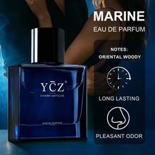 YCZ YCZ Midnight Navy Men's Perfume, Long-Lasting Essence Spray, Men's Edition. 1.7 Oz (50 Ml). Long-Lasting Essence Spray, Men's Edition. Top Notes: Pink Pepper, Grapefruit, Bergamot. Middle Notes: Jasmine, Ginger. Base Notes: Incense, Cedar, Musk. This Makes It An Ideal Gift For Men-A Collectible-Grade Perfume Suitable For Family Use, Helping You Enjoy A Peaceful Night's Sleep. - Màu xanh lam - Xem 5
