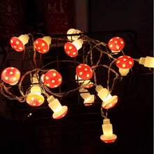 1pc LED String Light Red Mushroom-Shaped Bulbs, Plant Series Decorative Colorful Light String For Room Decoration - Warm white light - View 8