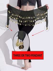 3pcs/Set Belly Dance Waist Chain, Necklace, Earrings Jewelry Set, Dance Performance Waist Scarf, Dance Practice Hip Scarf - Multicolor - View 11