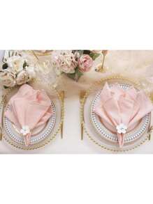 20 片粉色布餐巾，具有柔软的皱纹纹理，纯色方形布餐巾适合圣诞节、婚礼、感恩节、派对装饰，有多种颜色可供选择 - 彩色 - 查看 2