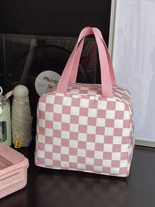 便携式午餐包，保温午餐盒，便当包，晚餐保温袋，加厚可爱午餐水果袋，粉色豹纹碎花午餐包，女士午餐盒，学生午餐盒 - 粉色 - 查看 3