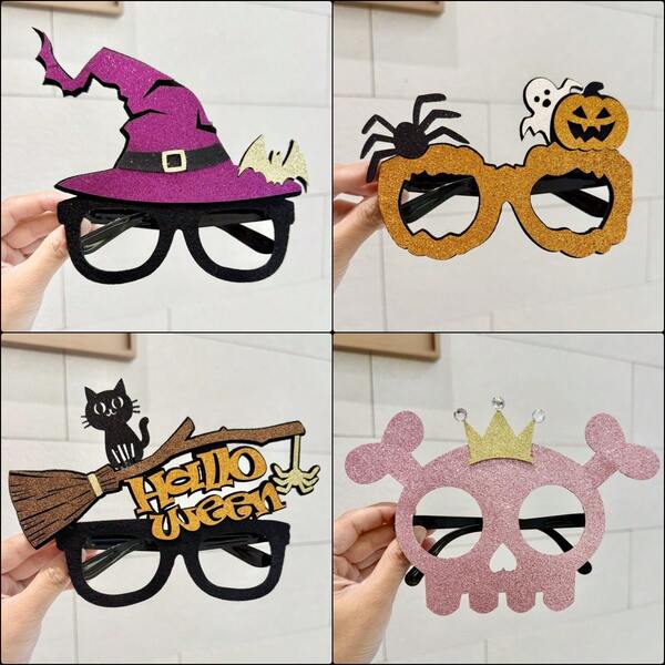 New Halloween Pumpkin Witch Hat Glasses Frame, Spooky Party Decoration, Photo Prop