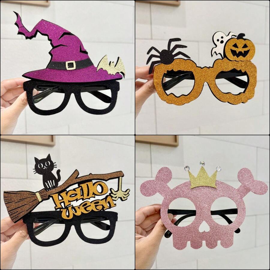New Halloween Pumpkin Witch Hat Glasses Frame, Spooky Party Decoration, Photo Prop