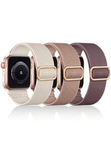 chinbersky 3 Packungen Dehnbares Solo Loop Band kompatibel mit Apple Watch Band 38mm 40mm 41mm 42mm 44mm 45mm 46mm 49mm für Frauen Männer, verstellbarer Sport Elastik Nylon Armband für Series Ultra/SE/10/9/8/7/6/5/4/3/2/1