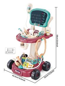 1pc Kids Doctor Playset, Medical Station Pretend Play Set For Boys And Girls, 29 Accessories With Lighted Mobile Cart, Eye Chart, Thermometer, Stethoscope, Pulse Oximeter, Great Gift For Toddlers