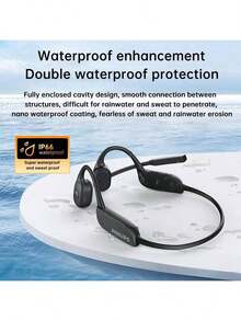 PHILIPS سماعة بلوتوث TAN5609 مع تقليل ضوضاء المكالمات فائقة الوضوح، سماعات أذن رياضية لاسلكية تعمل بالتوصيل العظمي، مريحة في الارتداء، عمر بطارية طويل، مقاومة للماء والغبار IP66، منفذ شحن من النوع C، أسود - الأسود - مشاهدة 2