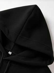 1pc Thermal Lined Graphic Hoodie For Men, Home Alone Themed Funny Print, Long Sleeve Casual Pullover Sweatshirt, Retro Style, Loose Fit Top - Black - View 3