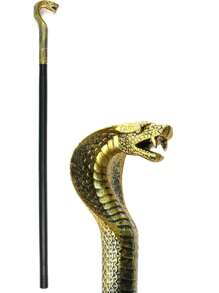 1 pieza Varita de hechicero de estilo egipcio, accesorio de disfraz superior, bastón de cobra rey de color negro y dorado de Skeleteen, accesorio de vara de mago para fiesta de temática de faraón antiguo de Halloween y mascarada