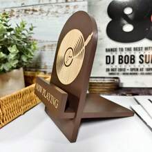 1 pieza Soporte de almacenamiento de discos de vinilo "Now Playing", estante de madera para exhibición de álbumes de vinilo, accesorios "Now Spinning" de madera para tocadiscos, estante de almacenamiento de madera para accesorios de tocadiscos para decoración del dormitorio y la sala de estar para amantes del vinilo