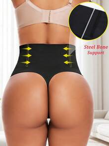 High Waisted Women Tummy Control Shapewear Thong Panty Waist Trainer Body Shaper Pants Compression Shaping Briefs Underwear Underpants Lingerie Knickers Corset Boned - màu đen - Xem 7
