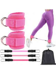 6件套踝带阻力带套装，健身器材，踝部负重瑜伽弹力带，男女通用 - 彩色 - 查看 11