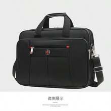 Portafolio Maletín,porta laptop ejecutivo impermeable 15.6 pulgadas,Maletín para laptop ampliable tela Oxford,funda para laptop hombres y mujeres 40cm*30cm*16cm - Negro - Ver 2