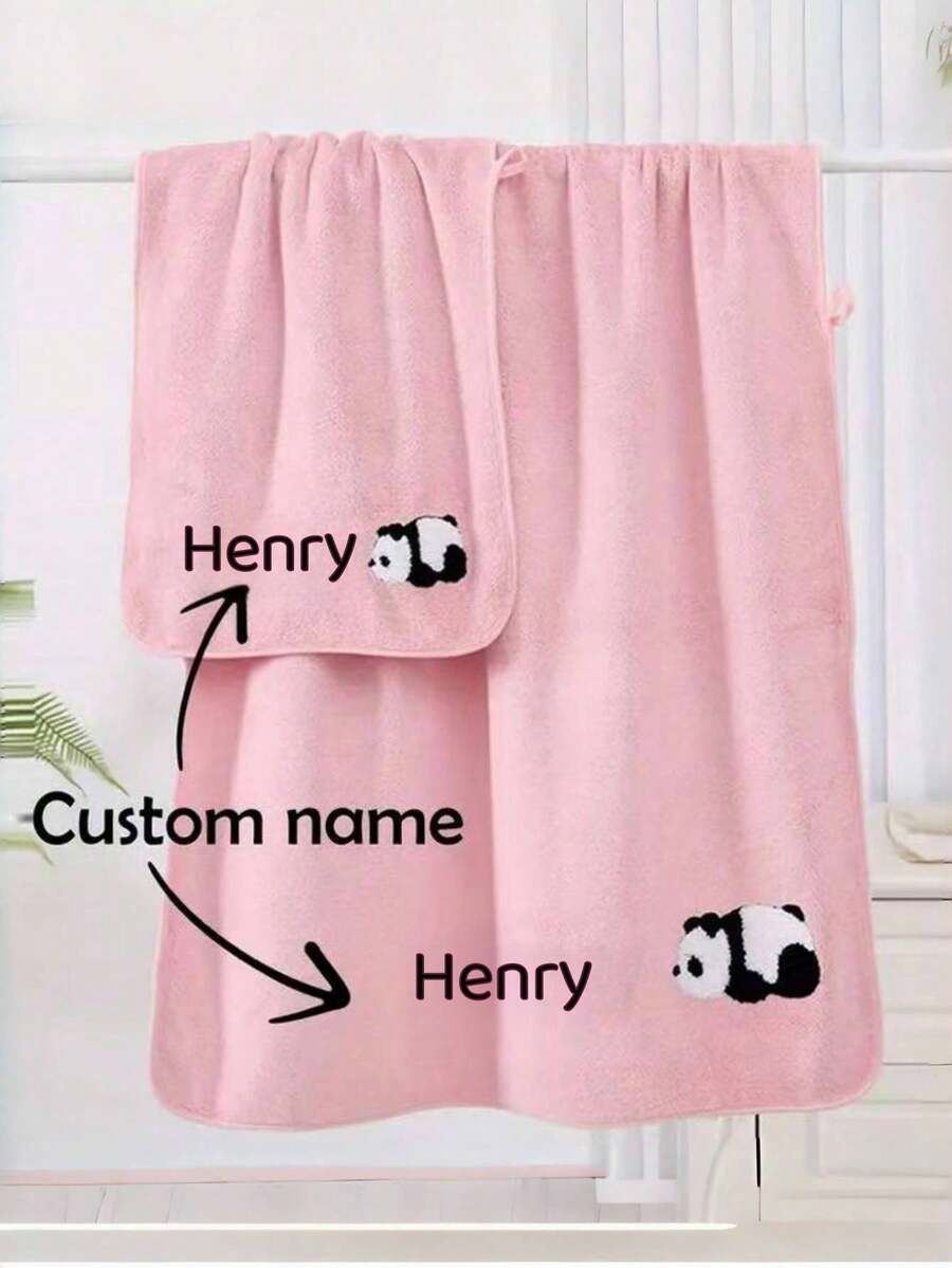 1 buc Set de prosop și prosop de baie cu broderie din fleece coral de înaltă densitate, moale și absorbant, prosoape de duș personalizabile pentru salon de înfrumusețare, sporturi hoteliere, articole esențiale pentru casă, prosop, îngrijirea pielii