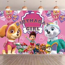 Paw Patrol 1 pieza Autorizada Decoración de Fiesta de Cumpleaños de PAW Patrol para Mesa de Pastel, Fondo de Tela para Decoración de Cuarto de Fiesta, Fondo de Fotos de Cabina de Fotos, Accesorios de Estudio, 82.7*59.1/59.1*39.4/39.4*29.5 Pulgadas