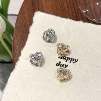 Heart Shaped Micro-Inlaid Earrings, Lightweight Luxury Earrings For Pierced Ears, Niche Earrings Accessories