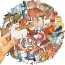 50 件山海经贴纸 剪贴簿、日记本、笔记本电脑、保险杠、滑板、水瓶、电脑、手机、卡通、安全帽、汽车贴纸和贴花 - 彩色 - 查看 6