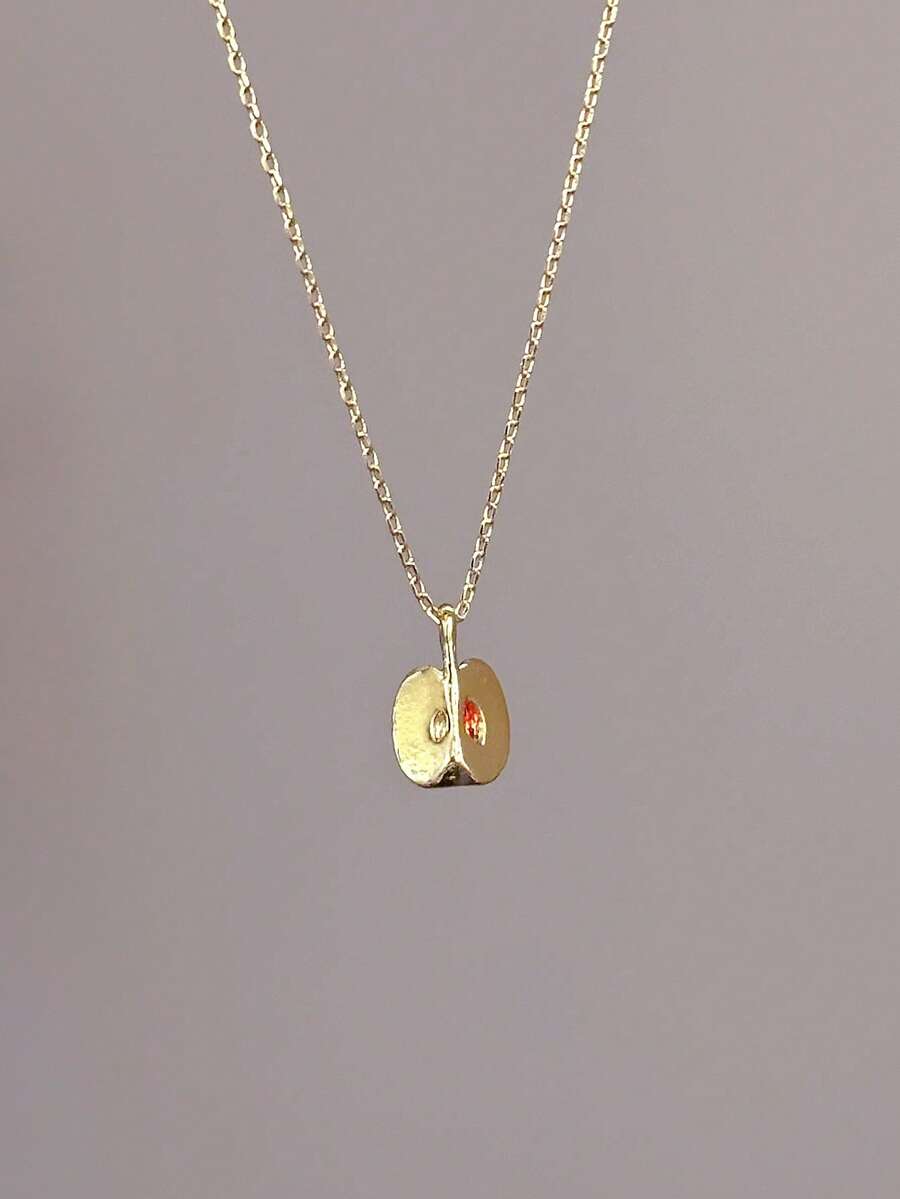 1 件简约优雅的苹果吊坠项链，适合女性日常佩戴 - 金色 - 查看 1