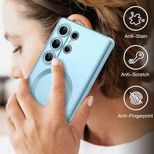 Ốp lưng điện thoại TPU từ tính MagSafe tương thích với Samsung Galaxy S24 S25 S22 S23 Ultra Plus S20 S21 FE Note 20 A35 A55 A05 A15. Chất liệu TPU mềm mại. Cũng tương thích với iPhone 17 Air 16 E 15 14 13 12 11 Pro Max Plus. Quà tặng mùa xuân. - Đỉnh xa màu xanh - Xem 6