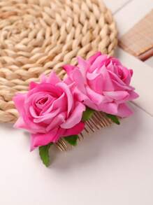 2个/1个玫瑰花发夹，女士玫瑰花发饰，婚礼发夹，弗拉明戈舞者（红色），梳子，侧梳，学生用品，头部饰品