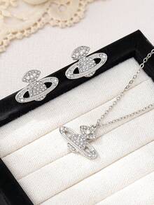 1 对万圣节时尚创意个性化高端水钻眼和星球耳钉，适合女士，适合日常佩戴和通勤 - 彩色 - 查看 14